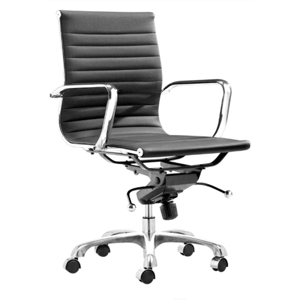 Finemod Imports Modern Lider Mid Back Office Chair FMI10060-black-Minimal & Modern