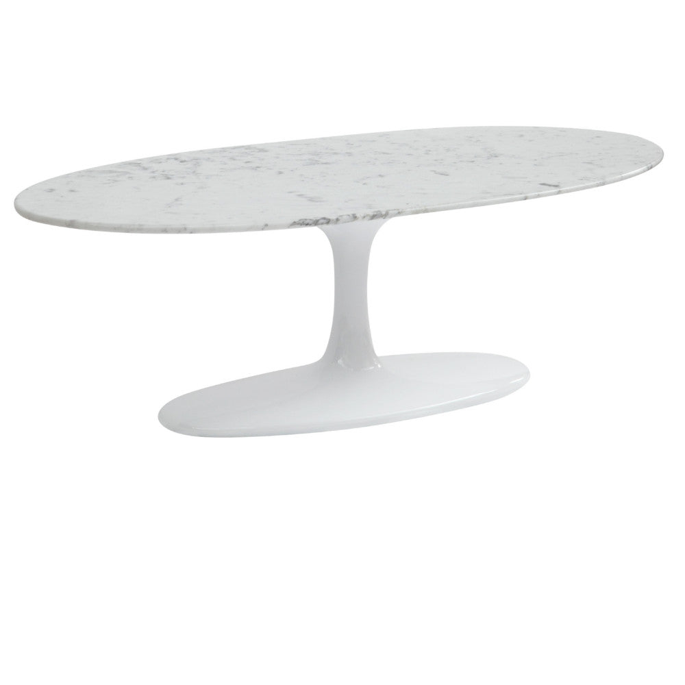 Finemod Imports Modern Flower Coffee Table Oval Marble Top FMI10065-Minimal & Modern