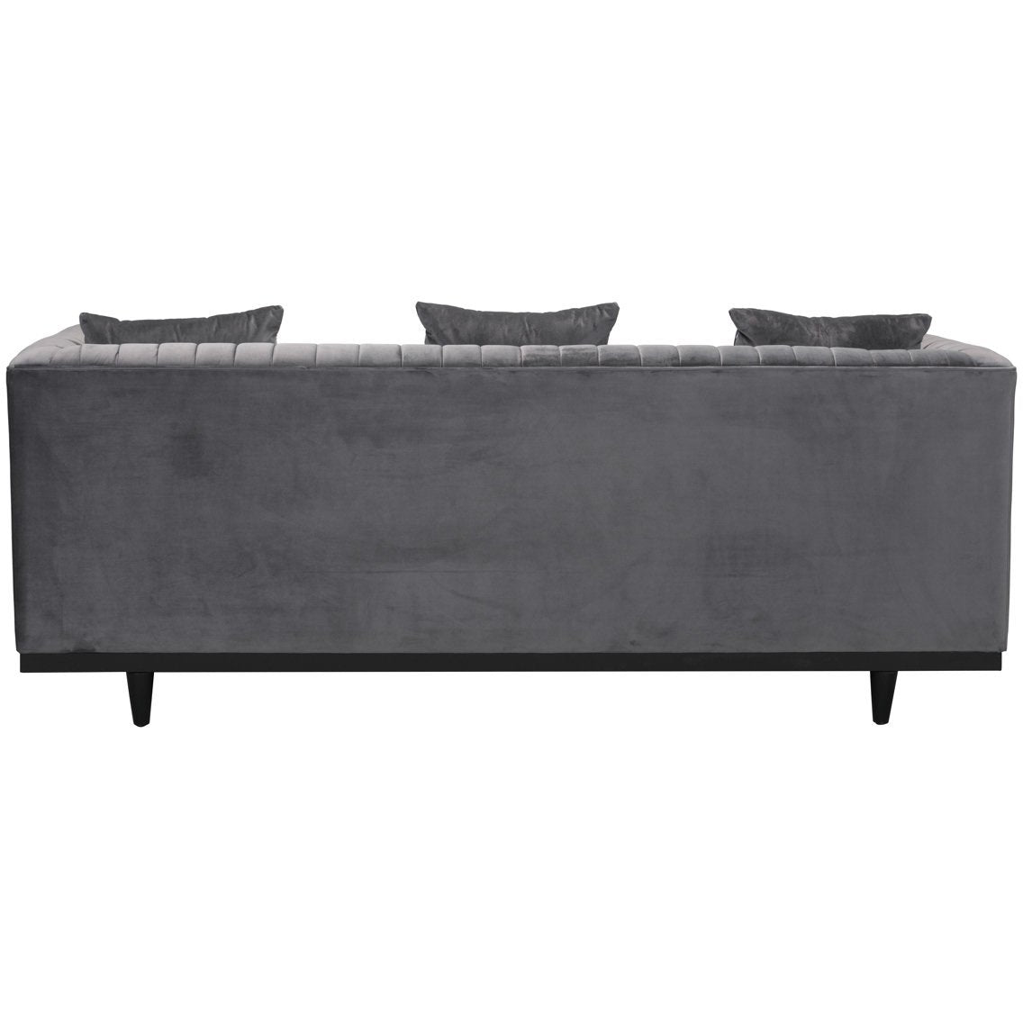 Arc Gray Tufted Velvet Sofa With Wood Legs