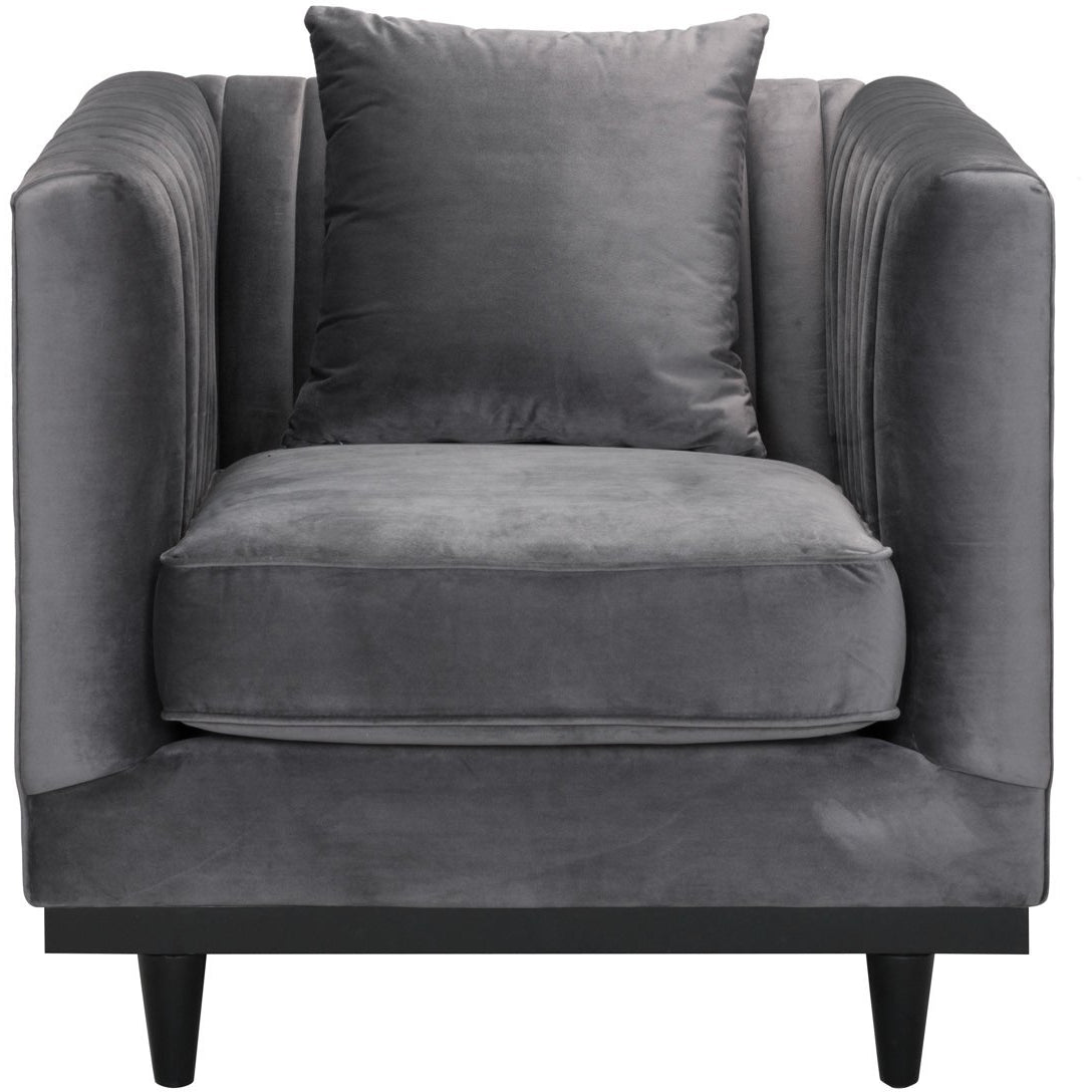 Arc Gray Tufted Velvet Arm Chair