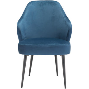 Savant Blue Navy Velvet Dining Chair With Black Steel Legs