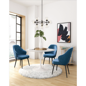 Savant Blue Navy Velvet Dining Chair With Black Steel Legs