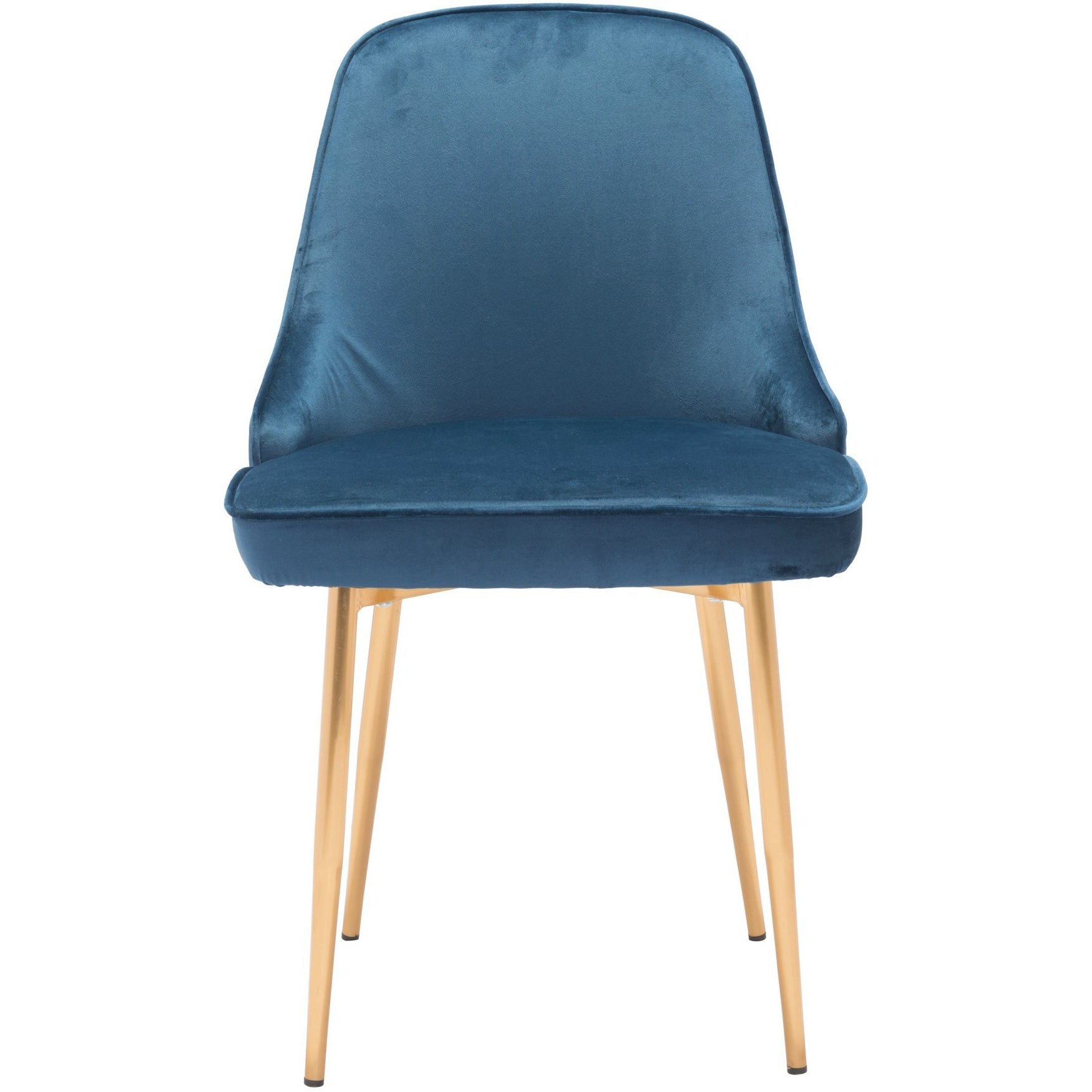 Chic Blue Navy Velvet Dining Chair With Steel Gold Legs