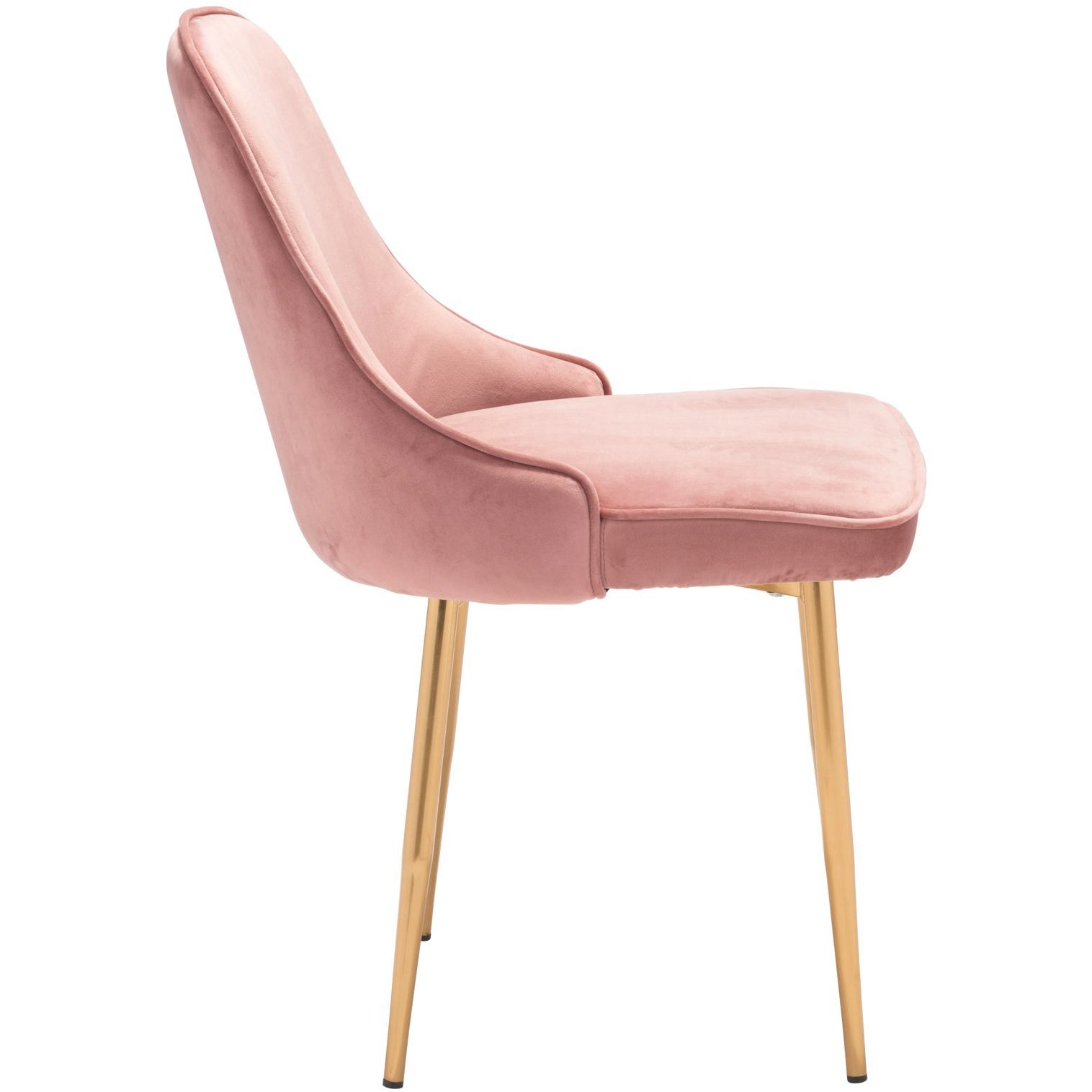 Chic Pink Velvet Dining Chair With Steel Gold Legs