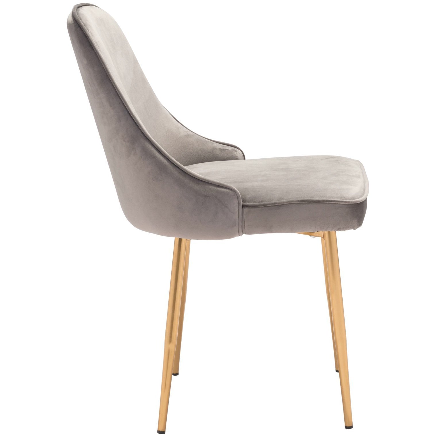 Chic Gray Velvet Dining Chair With Steel Gold Legs