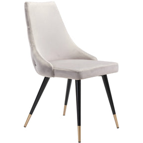 Zuo Modern Piccolo Dining Chair Gray Velvet | Set Of 2 - 101089 Zuo Modern-Dining Chairs-Minimal And Modern Canada - 1