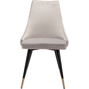 Luxe Grey Velvet & Gold Tipped Dining Chair | Set Of 2