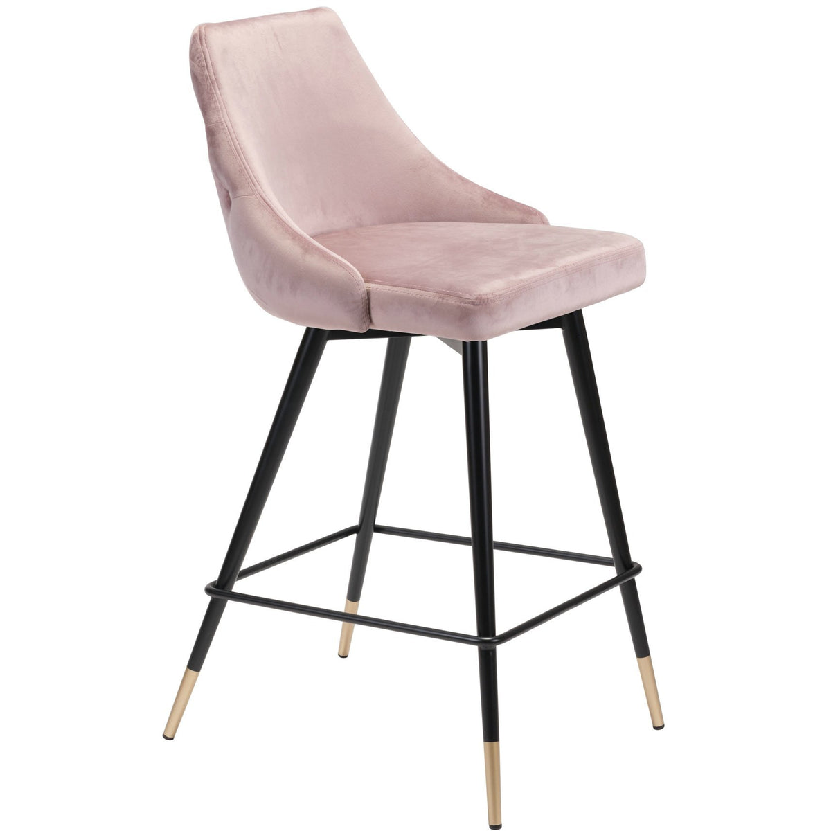 Zuo Modern Piccolo Counter Chair Pink Velvet  - 101092 Zuo Modern-Counter Chairs-Minimal And Modern Canada - 1