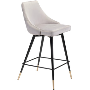Zuo Modern Piccolo Counter Chair Gray Velvet  - 101093 Zuo Modern-Counter Chairs-Minimal And Modern Canada - 1