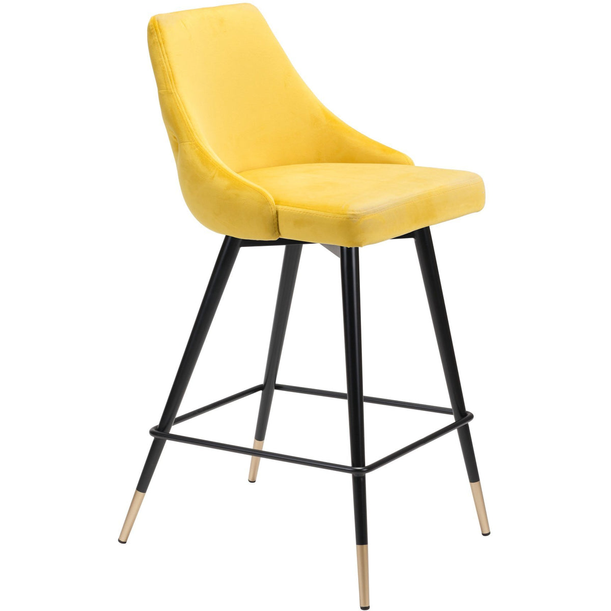 Zuo Modern Piccolo Counter Chair Yellow Velvet  - 101095 Zuo Modern-Counter Chairs-Minimal And Modern Canada - 1