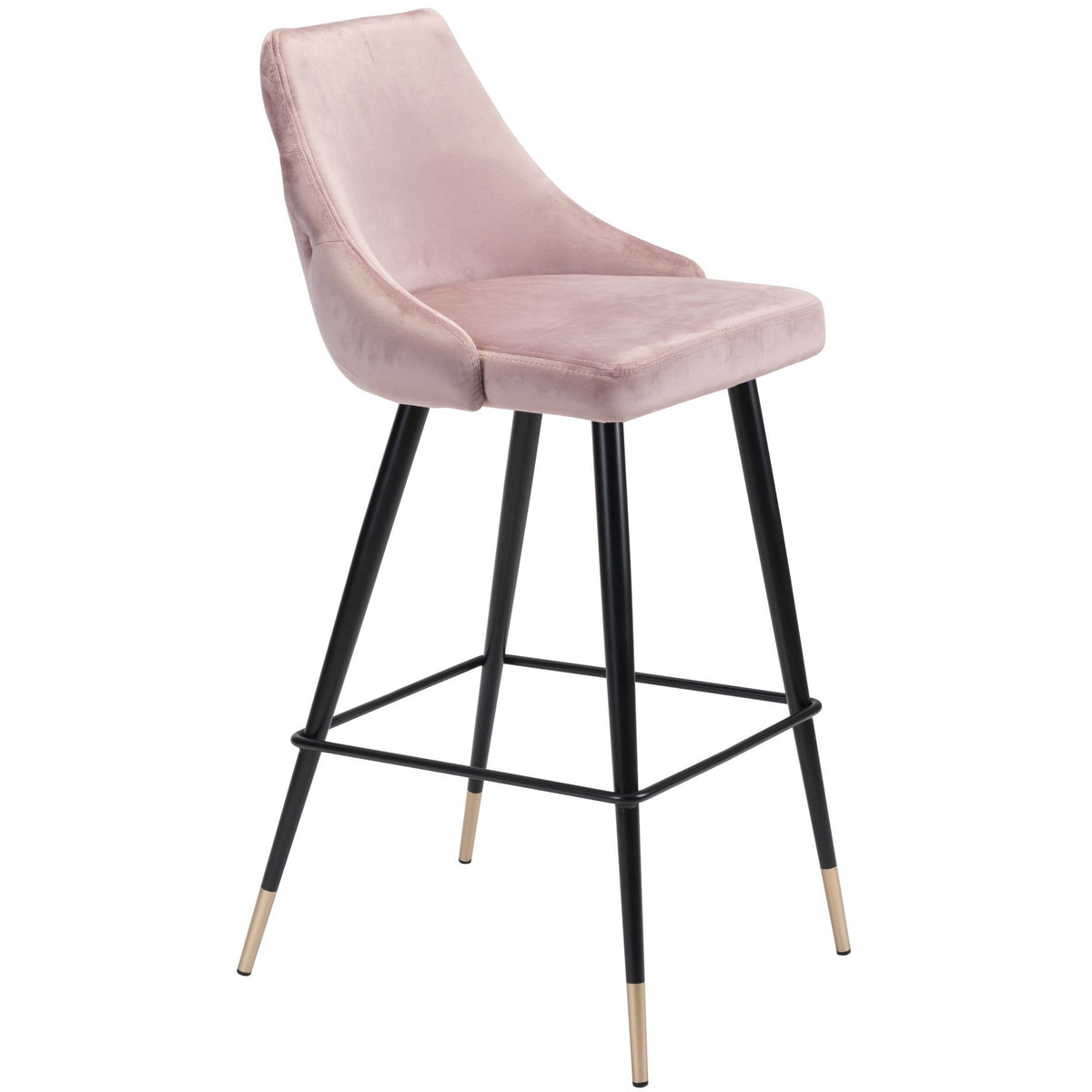 Zuo Modern Piccolo Bar Chair Pink Velvet - 101096 Zuo Modern-Bar Chairs-Minimal And Modern Canada - 1