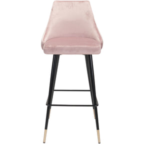 Luxe Pink Velvet Bar Stool With Gold Tipped Steel Legs
