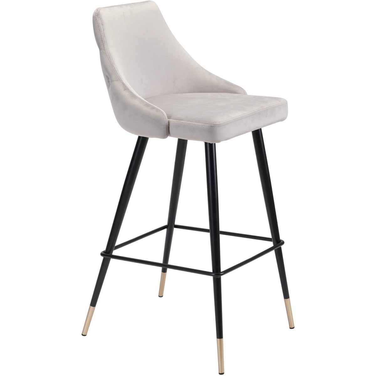 Zuo Modern Piccolo Bar Chair Gray Velvet - 101097 Zuo Modern-Bar Chairs-Minimal And Modern Canada - 1