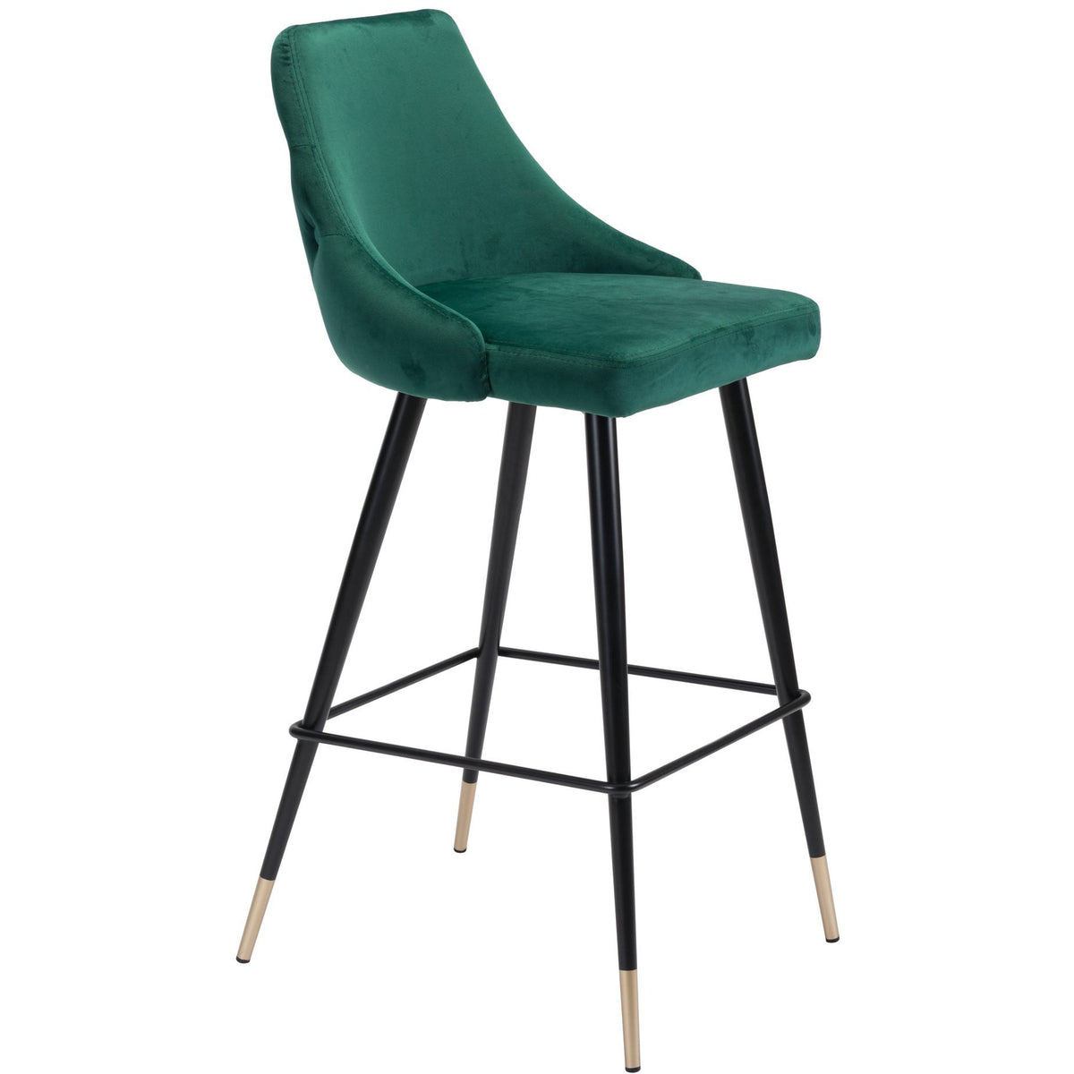 Zuo Modern Piccolo Bar Chair Green Velvet - 101098 Zuo Modern-Bar Chairs-Minimal And Modern Canada - 1