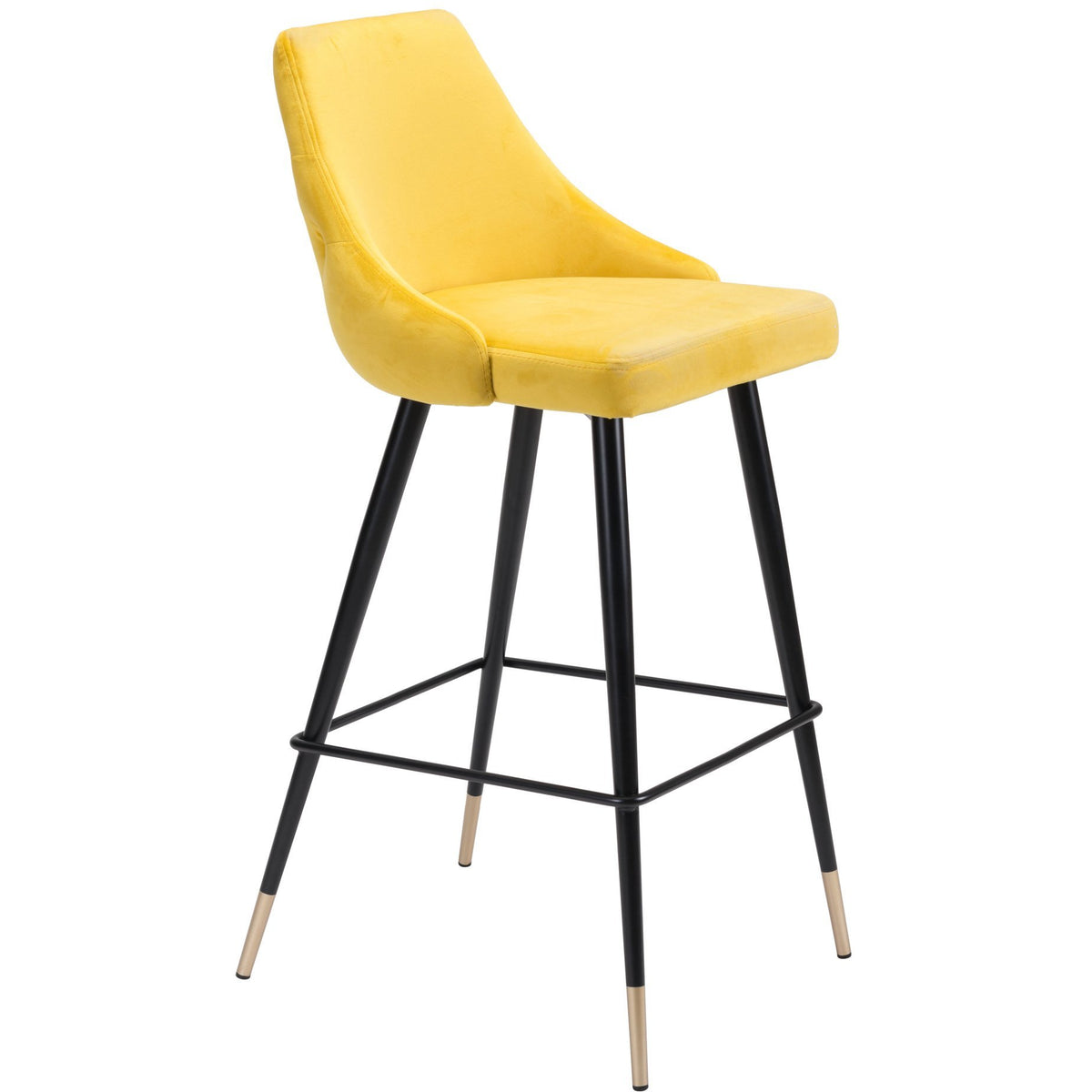 Zuo Modern Piccolo Bar Chair Yellow Velvet - 101099 Zuo Modern-Bar Chairs-Minimal And Modern Canada - 1