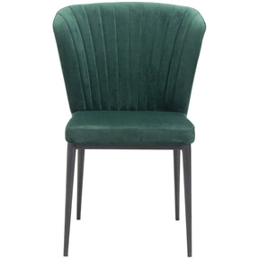 Green Velvet Romo Dining Chair With Black Stainless Steel Legs | Set Of 2