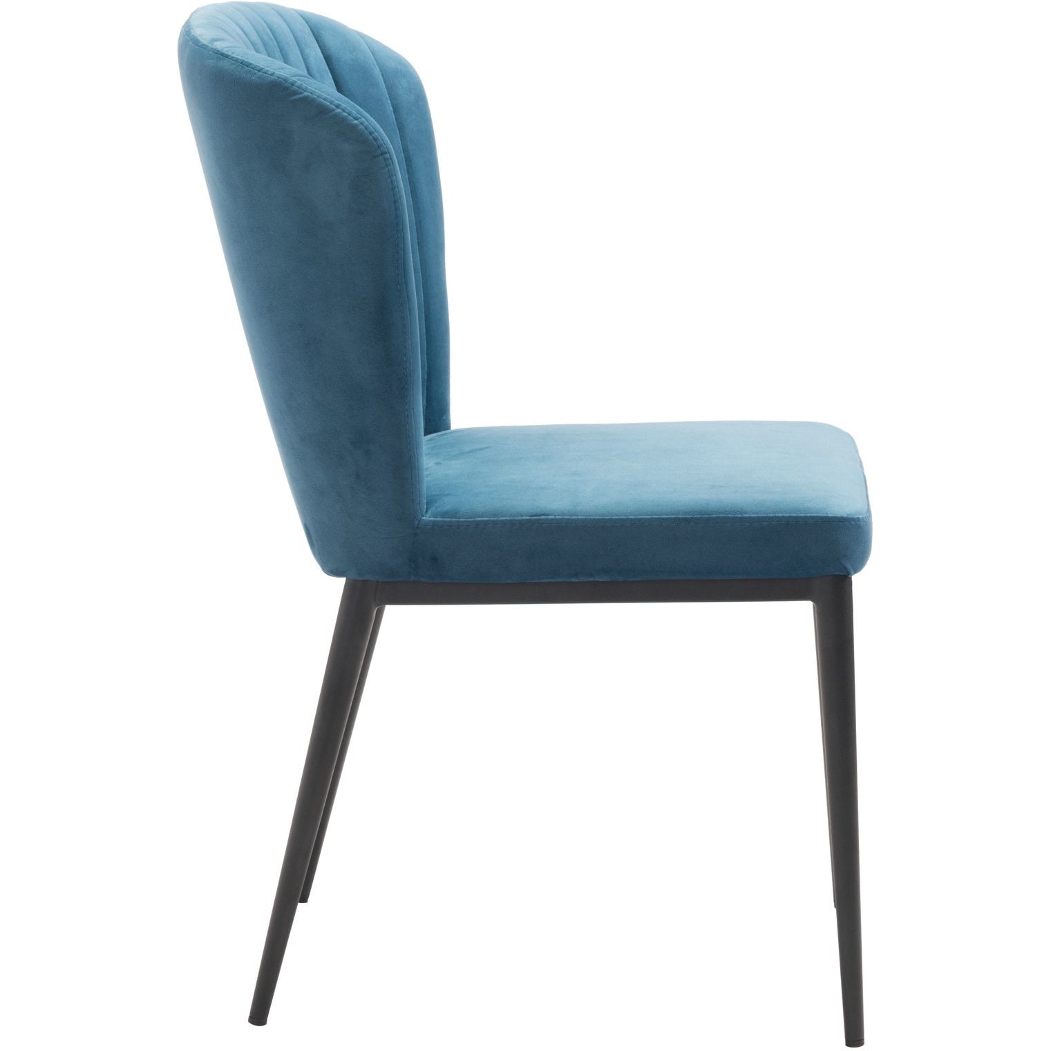 Blue Velvet Romo Dining Chair With Black Stainless Steel Legs | Set Of 2