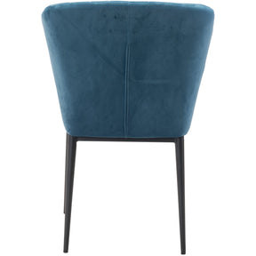 Blue Velvet Romo Dining Chair With Black Stainless Steel Legs | Set Of 2