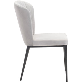 Gray Velvet Romo Dining Chair With Black Stainless Steel Legs | Set Of 2
