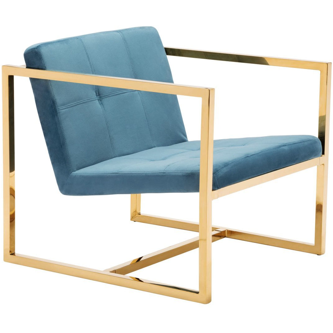 Zuo Modern Alt Arm Chair Blue Velvet - 101110 Zuo Modern-Arm Chairs-Minimal And Modern Canada - 1