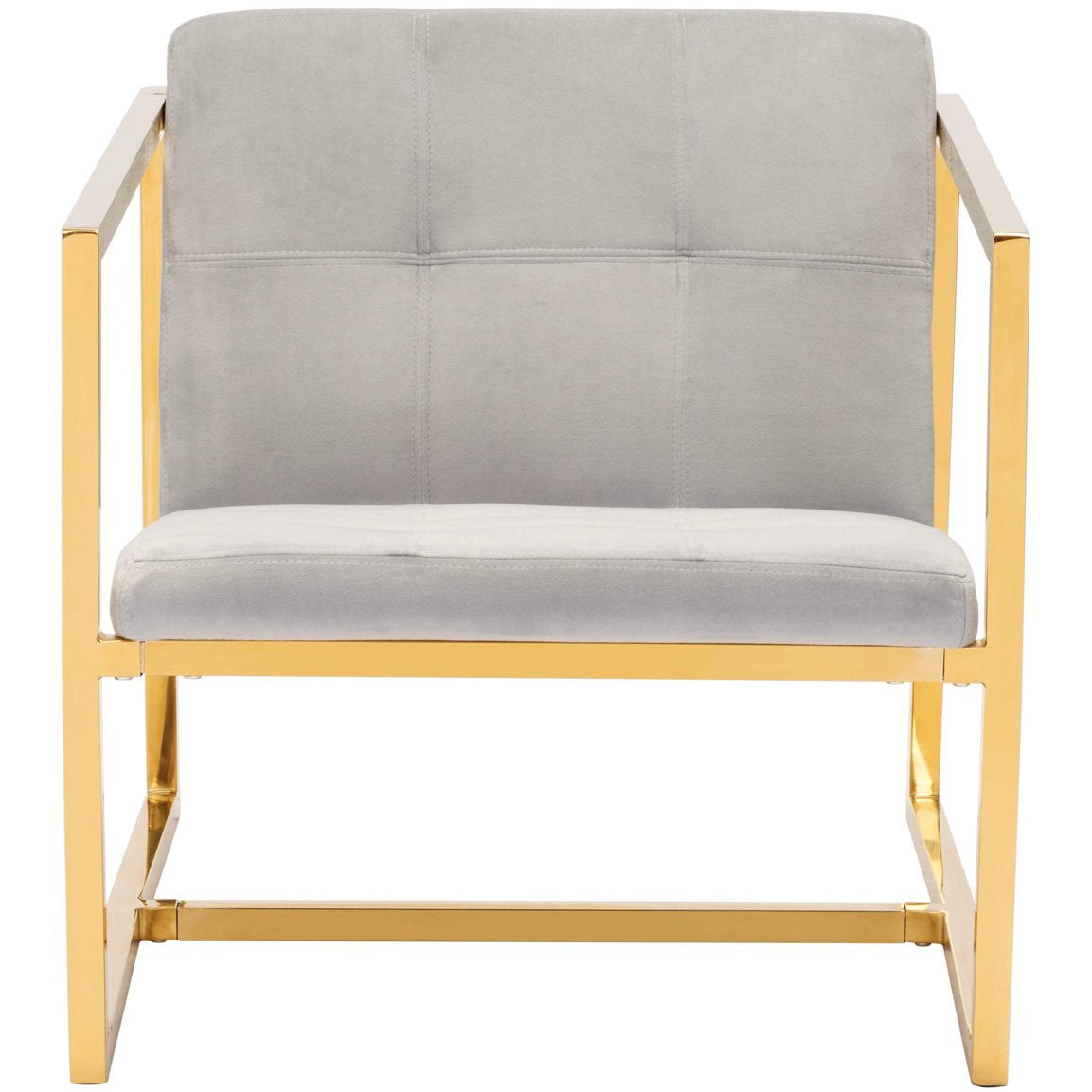 Vibrant Armchair In Grey Velvet & Gold