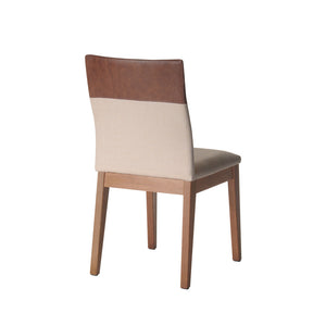 Manhattan Comfort Duke Dining Chair with Synthetic Leather in Dark Beige and Brown