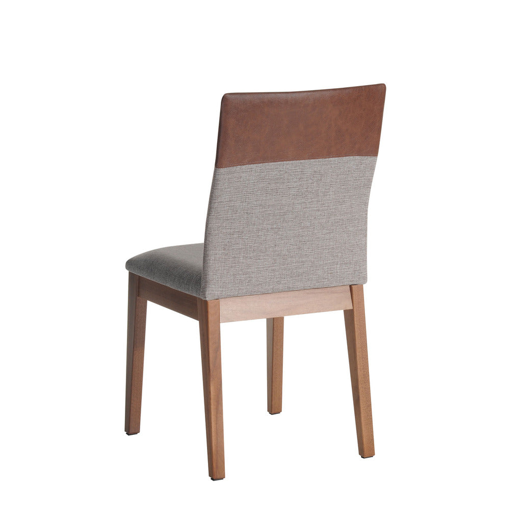 Manhattan Comfort Duke Dining Chair with Synthetic Leather in Grey and Brown