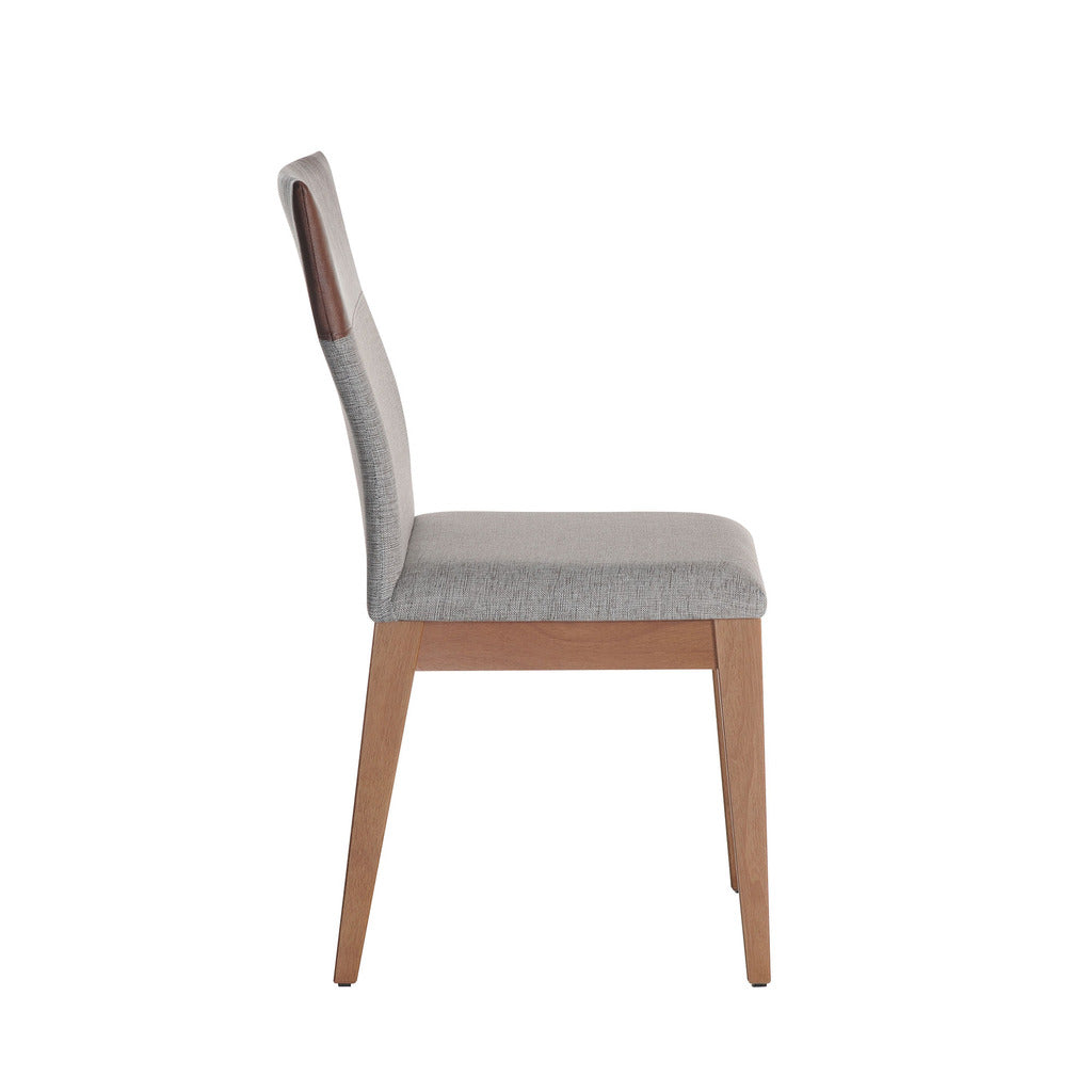 Manhattan Comfort Duke Dining Chair with Synthetic Leather in Grey and Brown