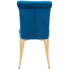 Blue Velvet Cara Dining Chair With Steel Gold Legs | Set Of 2
