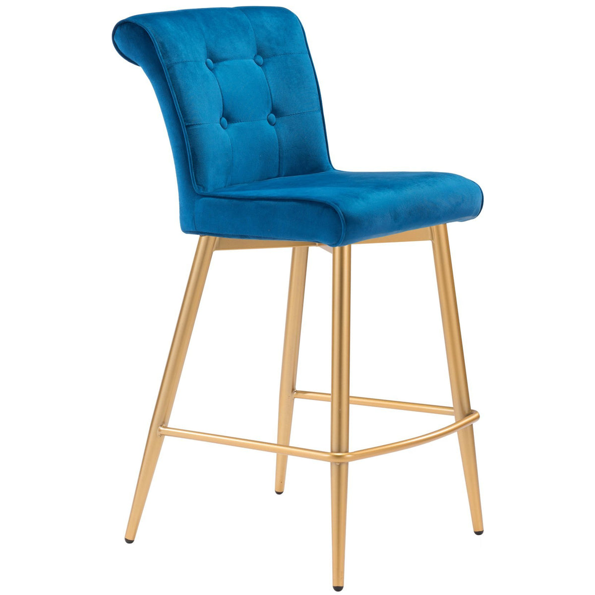 Zuo Modern Niles Counter Chair Blue Velvet - 101142 Zuo Modern-Counter Chairs-Minimal And Modern Canada - 1