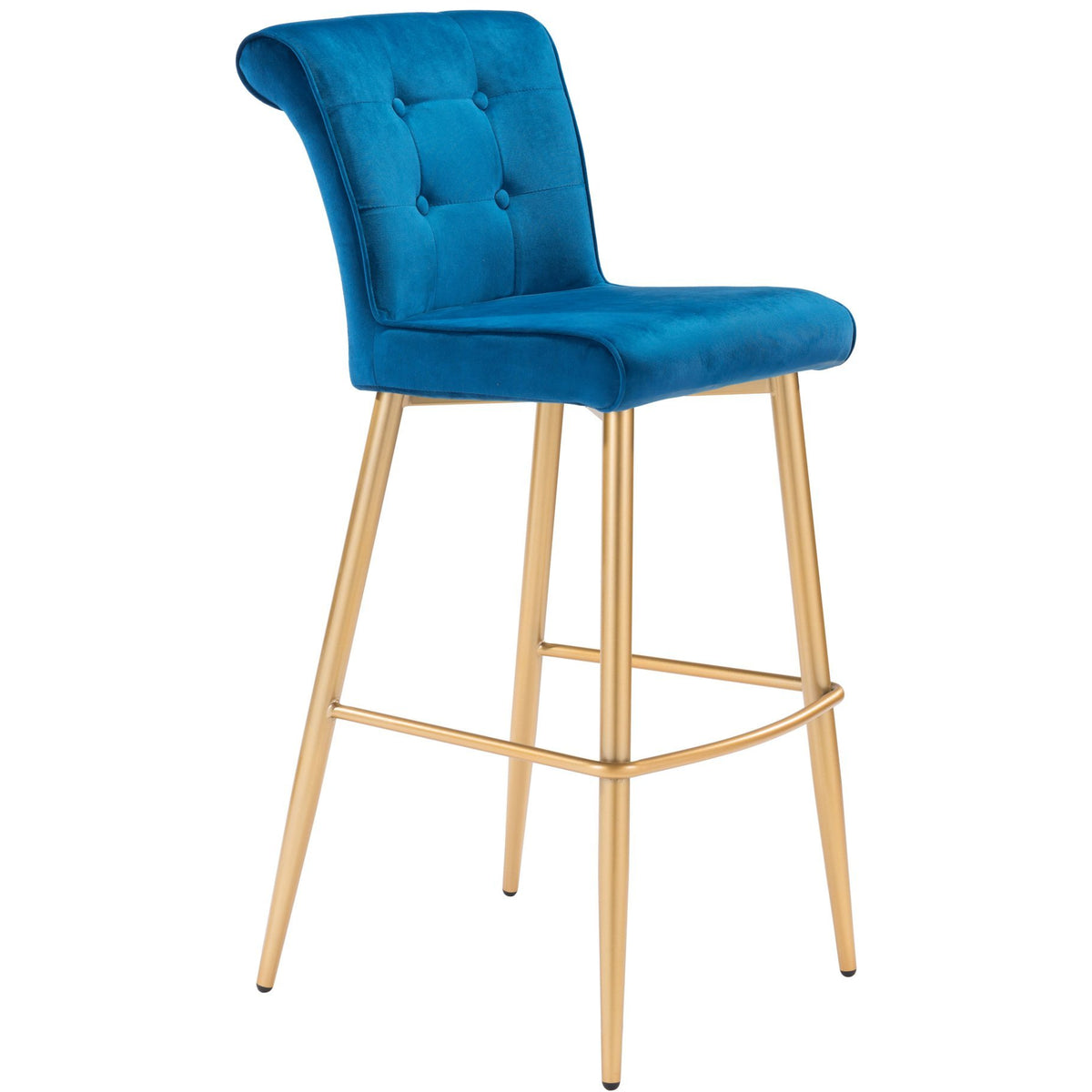Zuo Modern Niles Bar Chair Blue Velvet  - 101144 Zuo Modern-Bar Chairs-Minimal And Modern Canada - 1