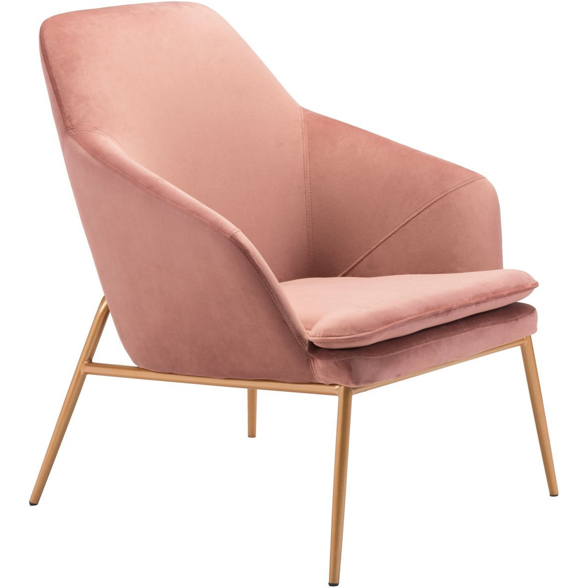 Zuo Modern Debonair Arm Chair Pink Velvet  - 101148 Zuo Modern-Arm Chairs-Minimal And Modern Canada - 1