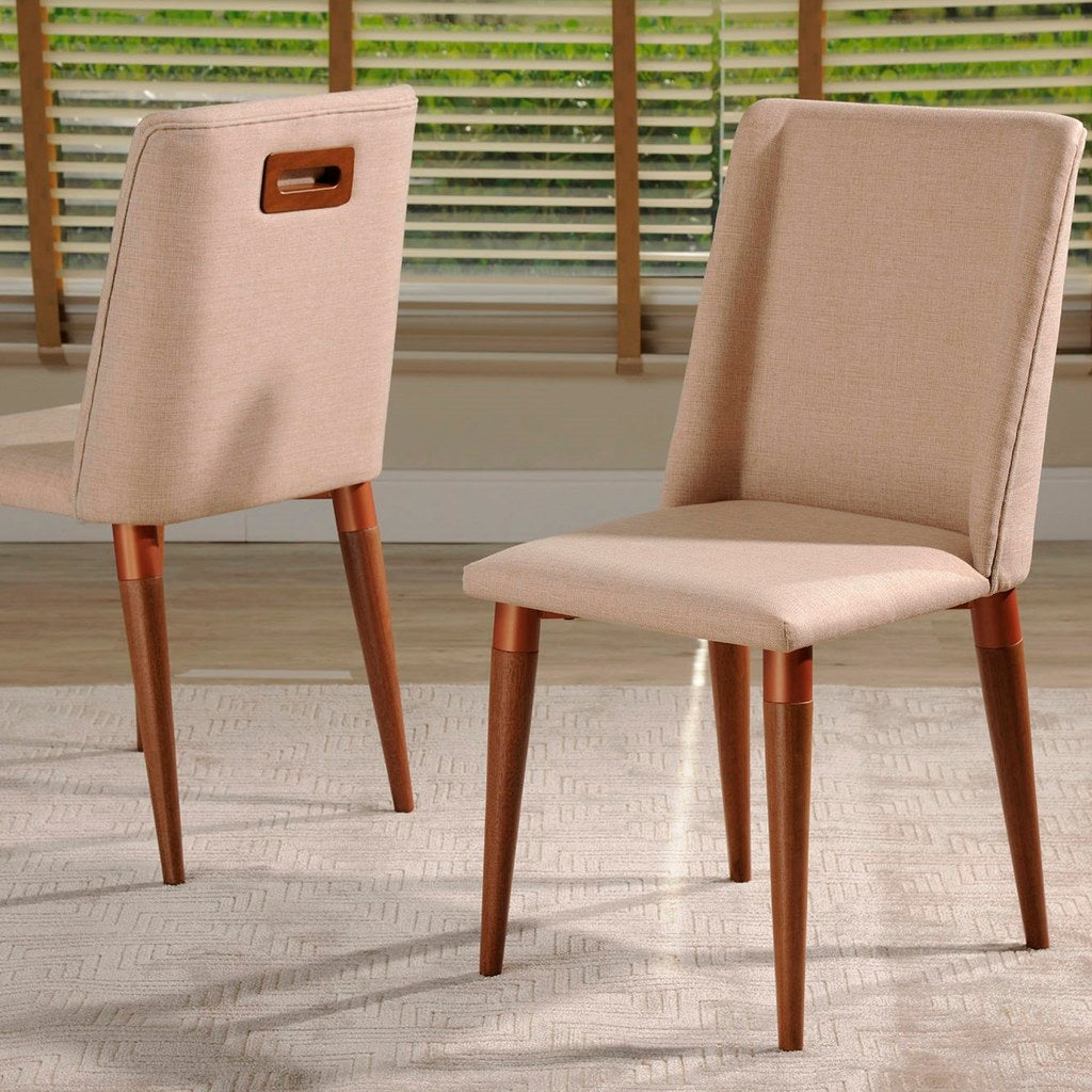 Manhattan Comfort Tampa Dining Chair with Back Handle Design in Dark Beige