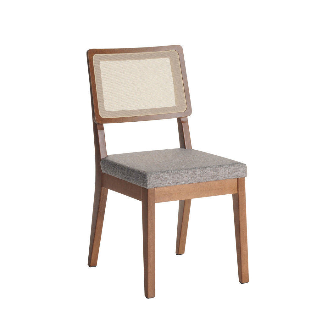 Manhattan Comfort Pell Dining Chair in Grey and Maple Cream