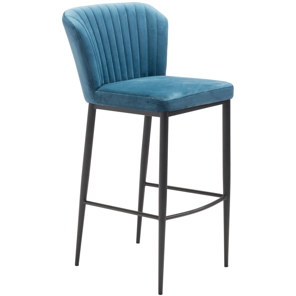 Zuo Modern Tolivere Bar Chair Blue Velvet | Set Of 2 - 101176 Zuo Modern-Bar Chairs-Minimal And Modern Canada - 1