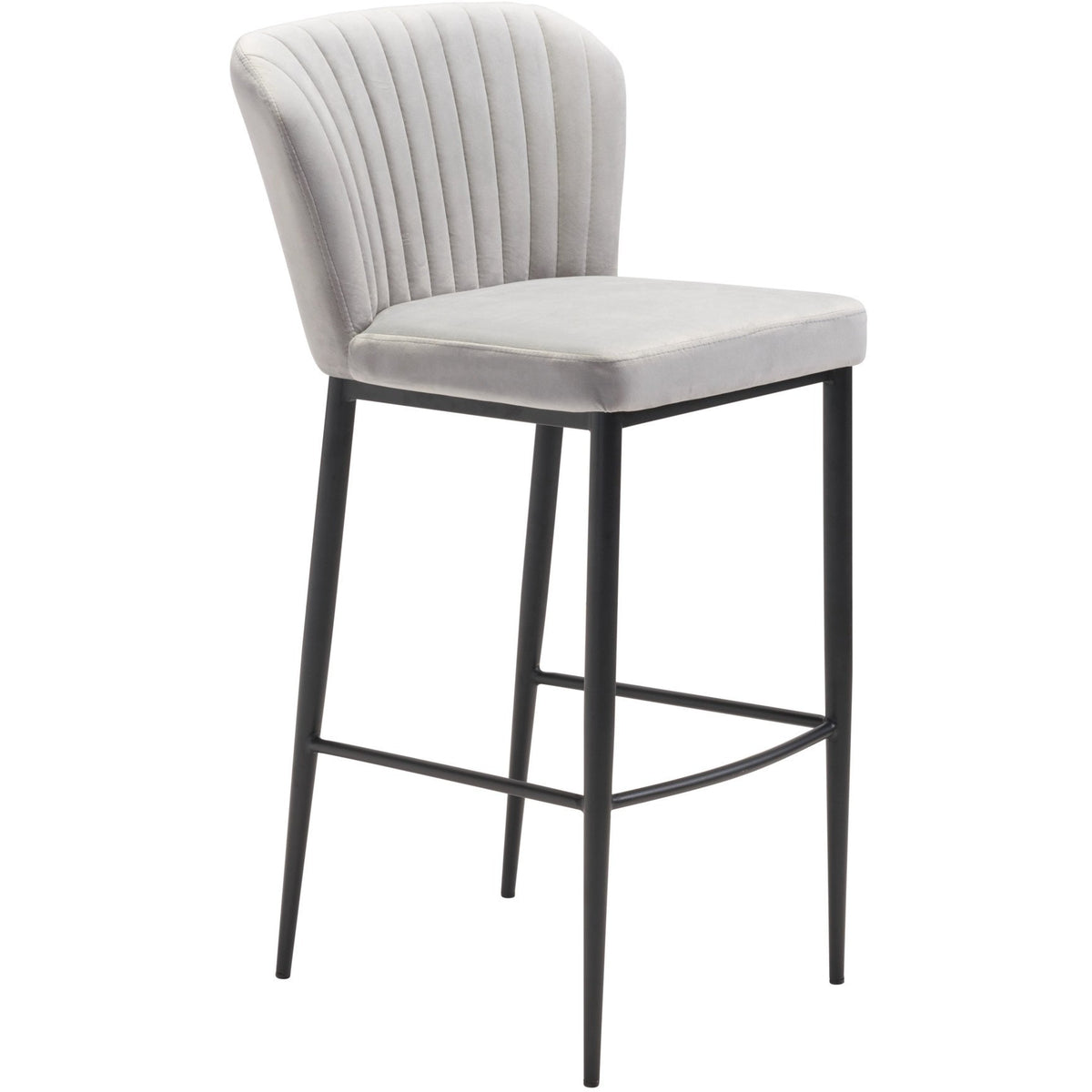 Zuo Modern Tolivere Bar Chair Gray Velvet | Set Of 2 - 101177 Zuo Modern-Bar Chairs-Minimal And Modern Canada - 1