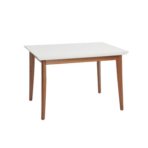 Manhattan Comfort  Lillian 45.66" Modern Glass Top Dining Table with Solid Wood Legs in  White Gloss