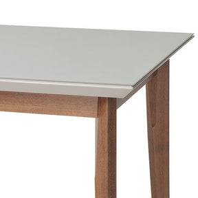 Manhattan Comfort  Lillian 45.66" Modern Glass Top Dining Table with Solid Wood Legs in  Off White