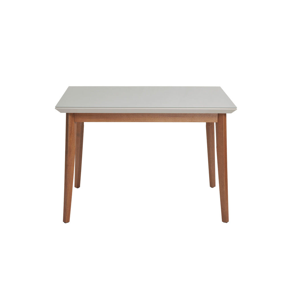 Manhattan Comfort  Lillian 45.66" Modern Glass Top Dining Table with Solid Wood Legs in  Off White
