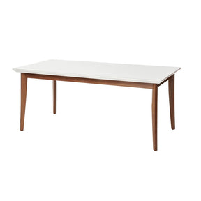Manhattan Comfort  Lillian 62.99" Modern Glass Top Dining Table with Solid Wood Legs in  White GlossManhattan Comfort-Dining Table- - 1