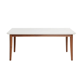 Manhattan Comfort  Lillian 62.99" Modern Glass Top Dining Table with Solid Wood Legs in  White Gloss