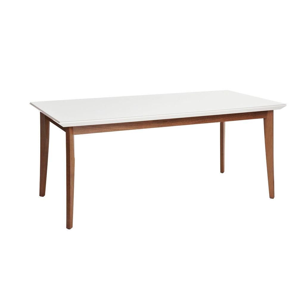 Manhattan Comfort  Lillian 62.99" Modern Glass Top Dining Table with Solid Wood Legs in  White Gloss