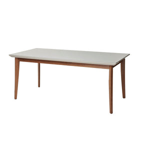 Manhattan Comfort  Lillian 62.99" Modern Glass Top Dining Table with Solid Wood Legs in  Off White Manhattan Comfort-Dining Table- - 1
