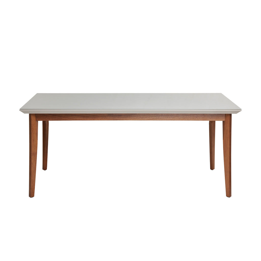 Manhattan Comfort  Lillian 62.99" Modern Glass Top Dining Table with Solid Wood Legs in  Off White
