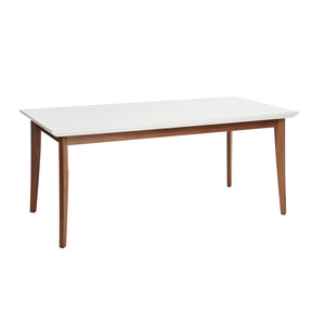Manhattan Comfort  Lillian 70.86" Modern Glass Top Dining Table with Solid Wood Legs in  White Gloss