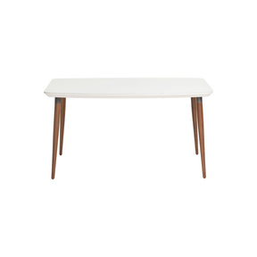 Manhattan Comfort  Charles 62.99" Modern Round Edge Rectangular Dining Table with Glass Top  in  White Gloss