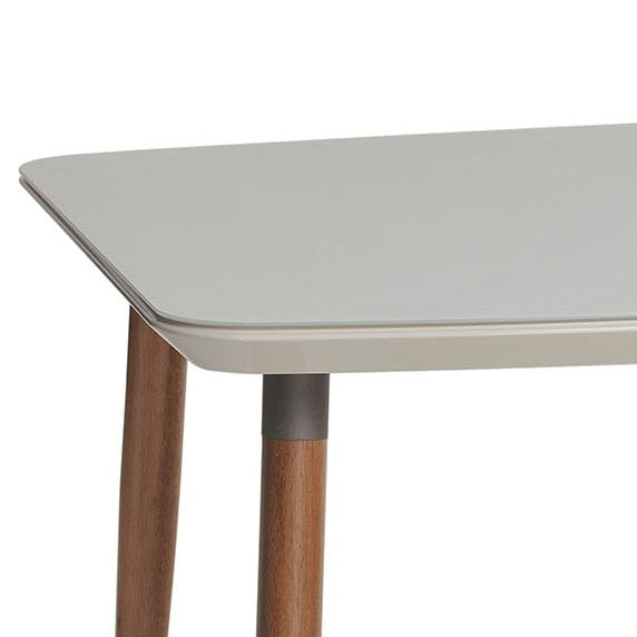 Manhattan Comfort  Charles 62.99" Modern Round Edge Rectangular Dining Table with Glass Top  in  Off White
