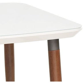 Manhattan Comfort  Charles 45.27" Modern Round Edge Rectangular Dining Table with Glass Top  in  White Gloss