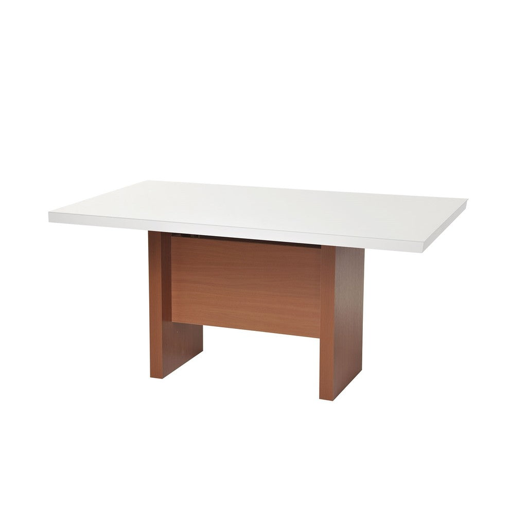 Manhattan Comfort  Dover 72.04" Modern Rectangle Dining Table with Glass Top in  White Gloss