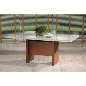 Manhattan Comfort  Dover 72.04" Modern Rectangle Dining Table with Glass Top in  Off White